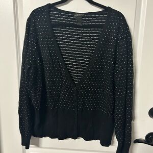 Lane Bryant Black and White Button Cardigan (Size 22/24)